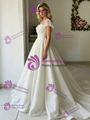 White Tulle Square Neck Wedding Dress