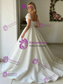 White Tulle Square Neck Wedding Dress