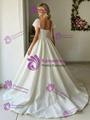 White Tulle Square Neck Wedding Dress