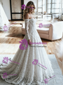 White Lace Off the Shoulder Long Sleeve Wedding Dress