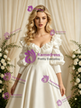 Ivory Satin Long Sleeve Wedding Dress