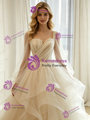 Ivory Tulle Long Sleeve Pleats Wedding Dress