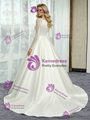 White Satin Long Sleeve Beading Wedding Dress