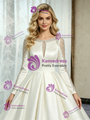 White Satin Long Sleeve Beading Wedding Dress