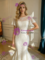White Mermaid Lace Scoop Neck Wedding Dress