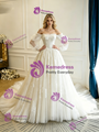 White Tulle Lace Long Sleeve Wedding Dress
