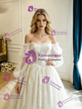White Tulle Lace Long Sleeve Wedding Dress