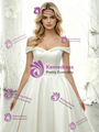 White Satin Off the Shoulder Beading Wedding Dress