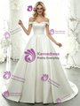 White Satin Off the Shoulder Beading Wedding Dress