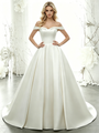 White Satin Off the Shoulder Beading Wedding Dress