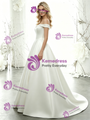 White Satin Off the Shoulder Beading Wedding Dress