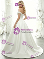 White Satin Off the Shoulder Beading Wedding Dress