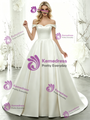 White Satin Off the Shoulder Beading Wedding Dress
