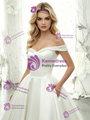 White Satin Off the Shoulder Beading Wedding Dress