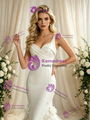 Ivory Mermaid Straps Appliques Wedding Dress