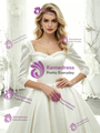 White Satin Short Sleeve Wedding Dress
