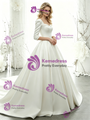White Satin Short Sleeve Wedding Dress