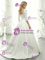 White Satin Short Sleeve Wedding Dress