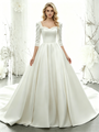 White Satin Short Sleeve Wedding Dress
