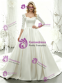 White Satin Short Sleeve Wedding Dress