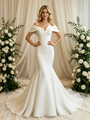 White Mermaid Off the Shoulder Wedding Dress
