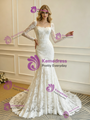 White Mermaid Lace Long Sleeve Wedding Dress