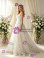 White Tulle Strapless 3D Flower Wedding Dress
