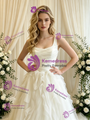 Beige White Tulle Straps Pleats Wedding Dress