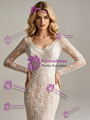 Champagne Mermaid Lace Appliques Long Sleeve Wedding Dress