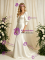 Long Sleeve Satin Beading Wedding Dress