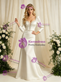 Long Sleeve Satin Beading Wedding Dress