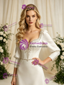 Long Sleeve Satin Beading Wedding Dress