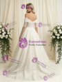 White Lace Short Sleeve Off the Shoulder Wedding Dress