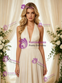 Light Champagne Chiffon V-neck Pleats Wedding Dress