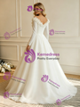 White Tulle Off the Shoulder Flower Wedding Dress