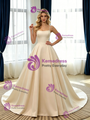Champagne Satin Spaghetti Straps Wedding Dress