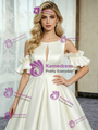 Ivory Satin Scoop Wedding Dress