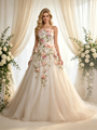 Ivory Tulle 3D Flower Wedding Dress