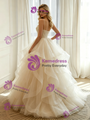 Ivory Tulle Pleats Straps Wedding Dress