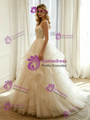 Ivory Tulle Pleats Straps Wedding Dress