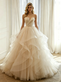 Ivory Tulle Pleats Straps Wedding Dress