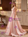 Pink Satin Pleats Wedding Dress