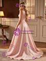 Pink Satin Pleats Wedding Dress