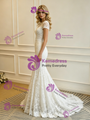 White Mermaid Lace Short Sleeve Wedding Dress