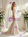 Champagne Mermaid Lace Straps Wedding Dress