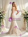 Champagne Mermaid Lace Straps Wedding Dress