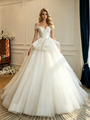 White Tulle Off the Shoulder Wedding Dress