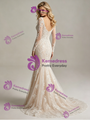 Champagne Mermaid Lace Long Sleeve Wedding Dress
