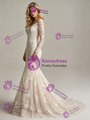 Champagne Mermaid Lace Long Sleeve Wedding Dress