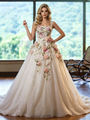Ivory Tulle Straps Appliques Wedding Dress